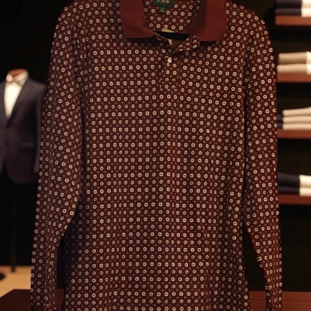 J. Crew Brown Patterned Polo Shirt